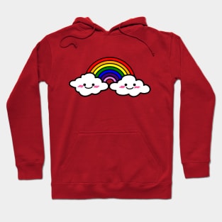 Rainbow, smiley face clouds, cute aesthetic rainbow digital illustration design Hoodie